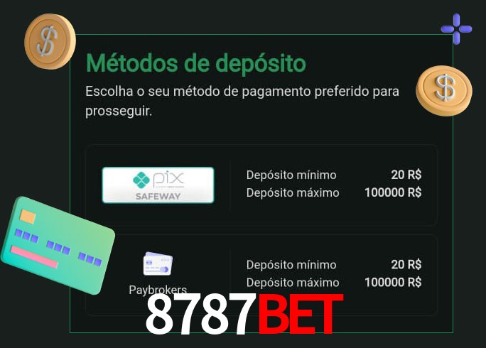 O cassino 8787Bet oferece uma grande variedade de métodos de pagamento